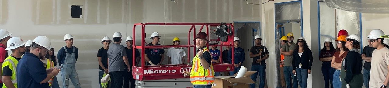 Construction management students at a site visit