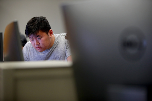 Student on computer