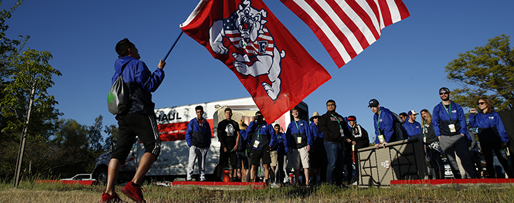 Students with Fresno State Flag